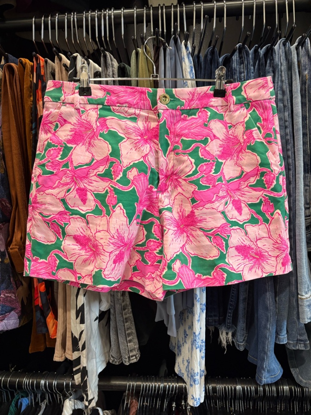 Lilly Pulitzer Pink & Green Floral Bermuda Shorts